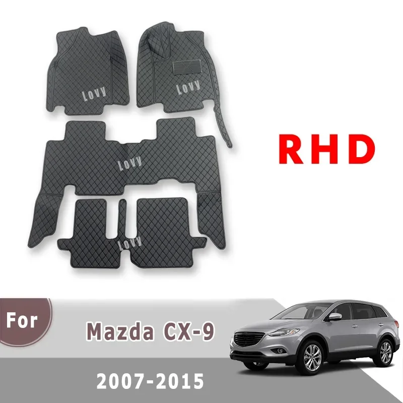 RHD-Teppiche für Mazda CX-9 cx9 2015 2014 2013 2012 2011 2010 2009 2008 2007 (7 Sitze) Auto-Fußmatten Auto-Innenausstattung Zubehör