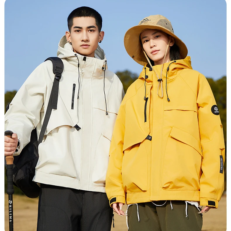 

Hengdeqi New Men's Outdoor Casual Waterproof Windbreaker Jaet Mountain Climbing Suit Couple Sle Hooded Single Jaet