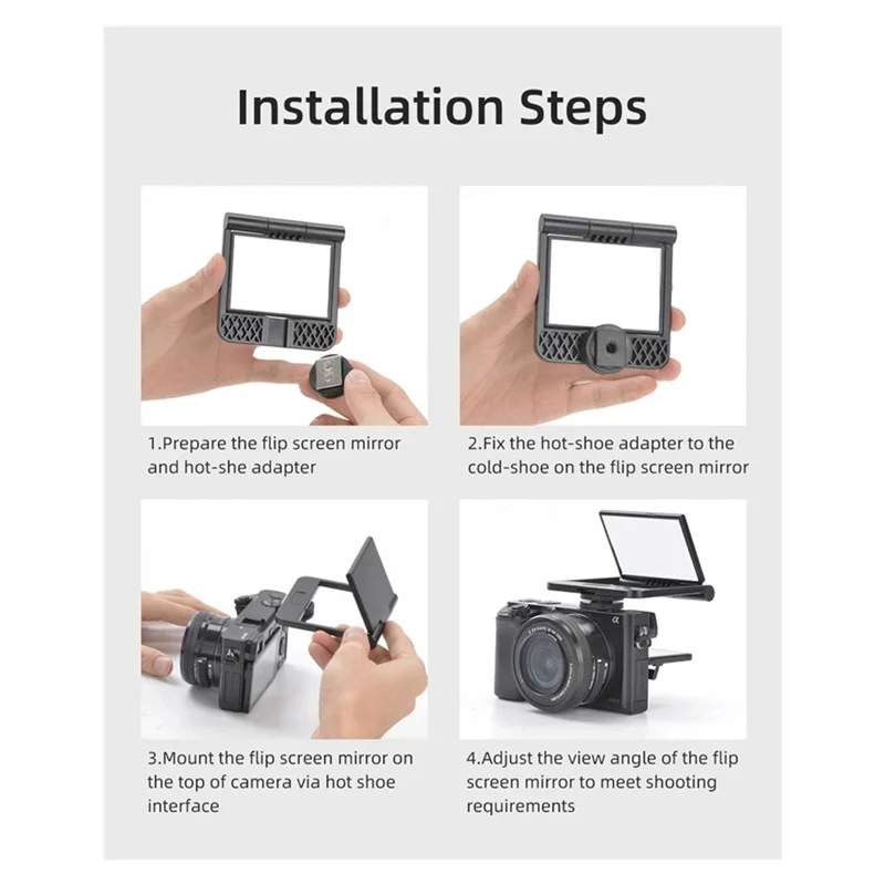 ABMF-カメラ潜望鏡カメラ Selfie フリップミラー Sony、Canon、Panasonic、Nikon コールドシュー ジンバル用