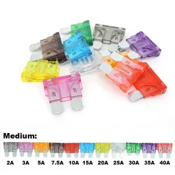 10pcs Medium Car Fuses Blade Fuse Insert auto Car Truck ZINC Pins 1A 2A 3A 5A 7.5A 10A 15A 20A 30A 40A 50A Refitted For q1