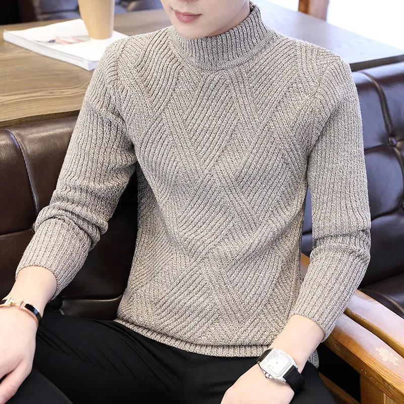 

Men's Clothing Pullovers Collared Knit Sweater Male Brown Argyle Plain Solid Color Classic 2023 Trend Fashion Cotton New in Fun