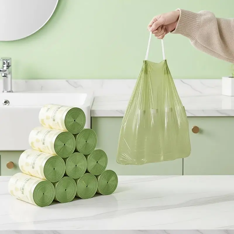 Flat Top Plastic Garbage Bags Pre-cut Disposable Color Trash Bags Household Waste Bin Liners For Kitchen Bathroom Office