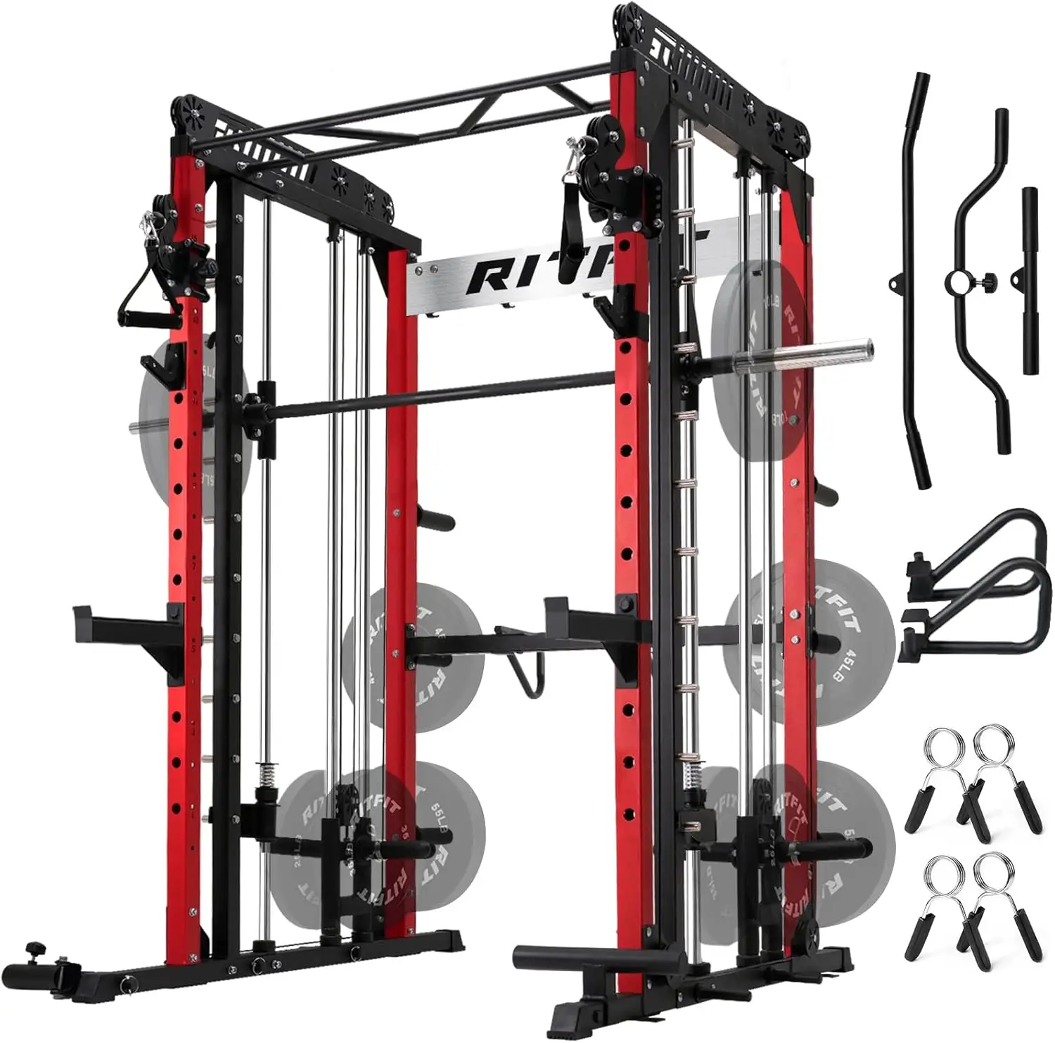 

RitFit M1 & M1 Pro Smith Machine with Cable Crossover System, Multi-Function Squat Rack Power Cage for Home Gym, Power Rack