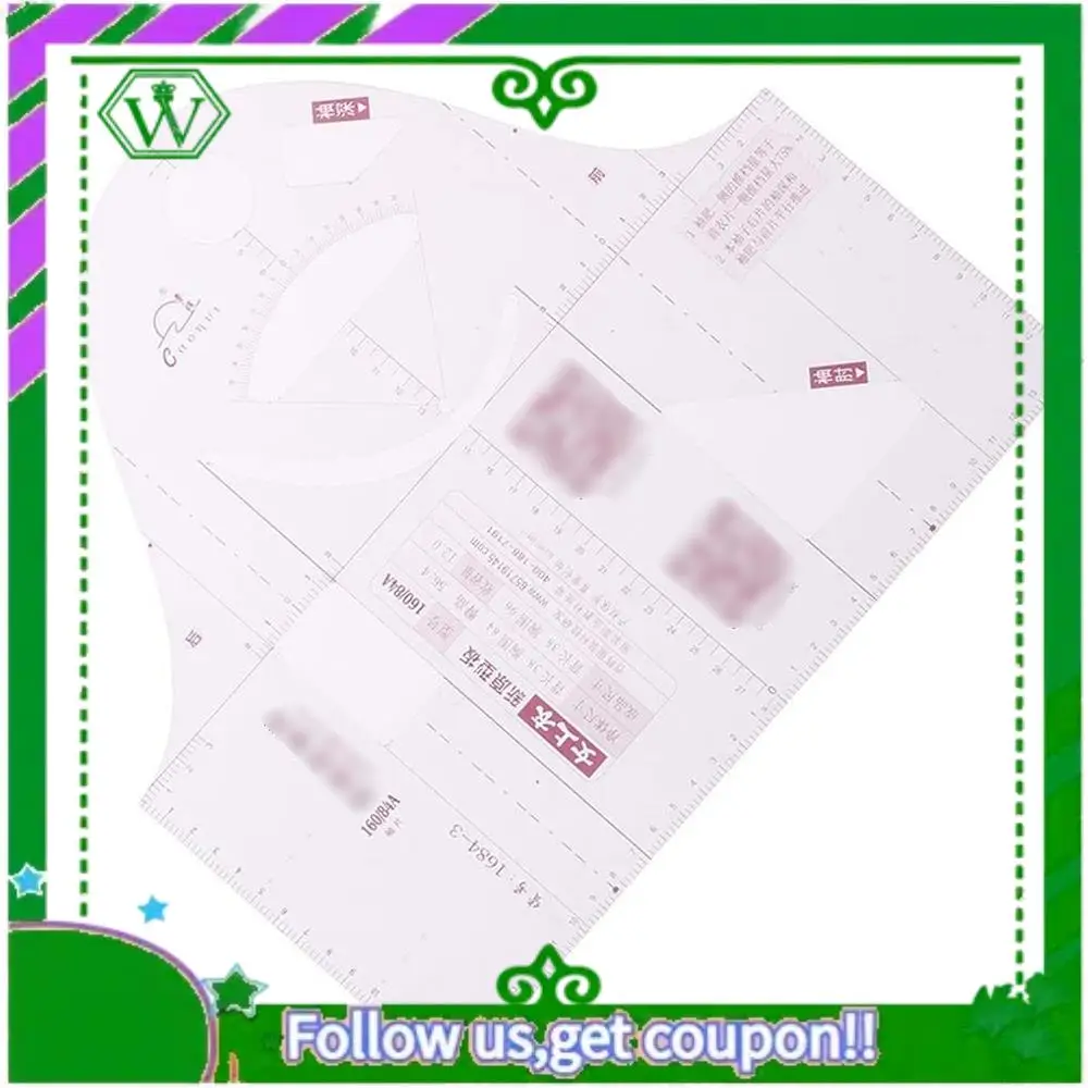 ABIK-1:3 Cloth Design Ruler Transparent French Curve Ruler Measure Ruler Design Ruler Pattern Making For Doll Sewing Tool