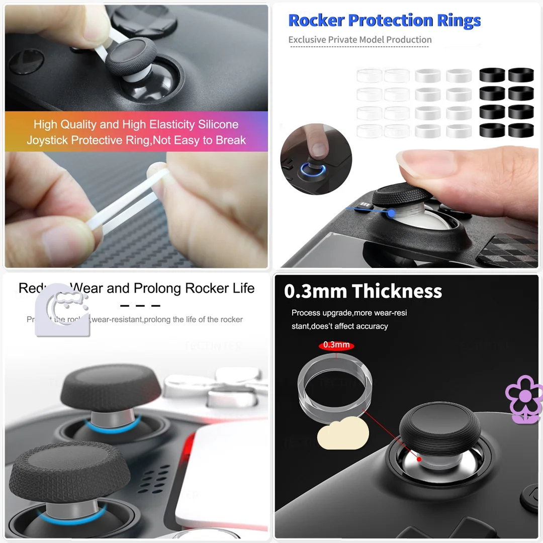 8pcs Elastic Anti Slip Joystick Rubber Ring for PS5 PS4 Xbox Switch Pro Steam Deck Rog Ally Rocker Silicone Cover Grip
