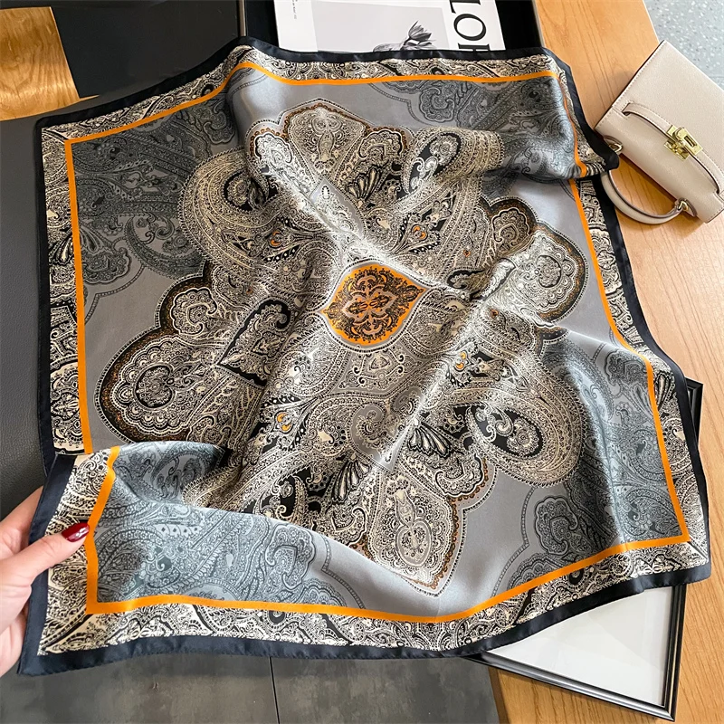 100% Real Silk Scarf New 70CM Natural Shawl Wraps Women Ladies Fashion Scarves Foulard Bandana Square Headband Hijab Pashmina