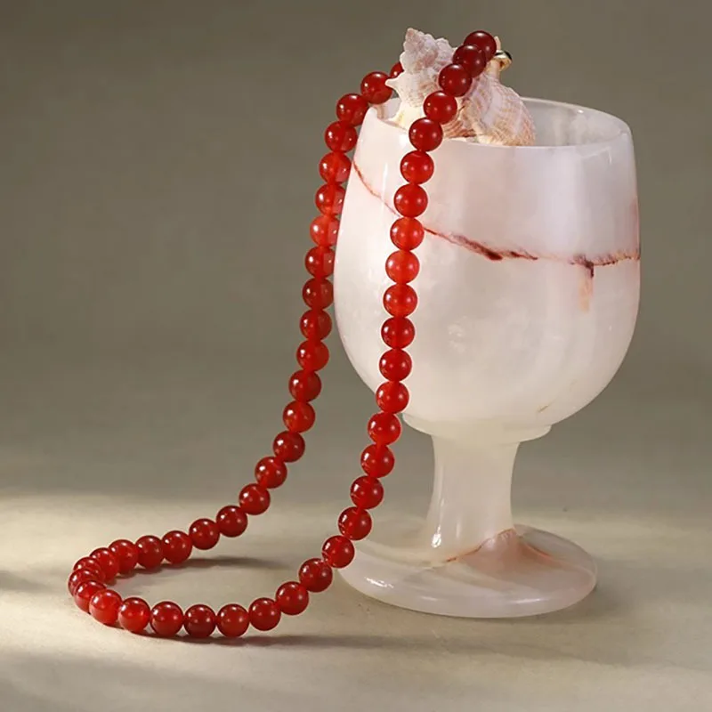100 % natürlicher roter Achatstein, süße Glücksblume, 14 Karat Gold gefüllt, weibliche Perlen, Kette, Halskette, Schmuck für Frauen, Hochzeitsgeschenke – Detail 5