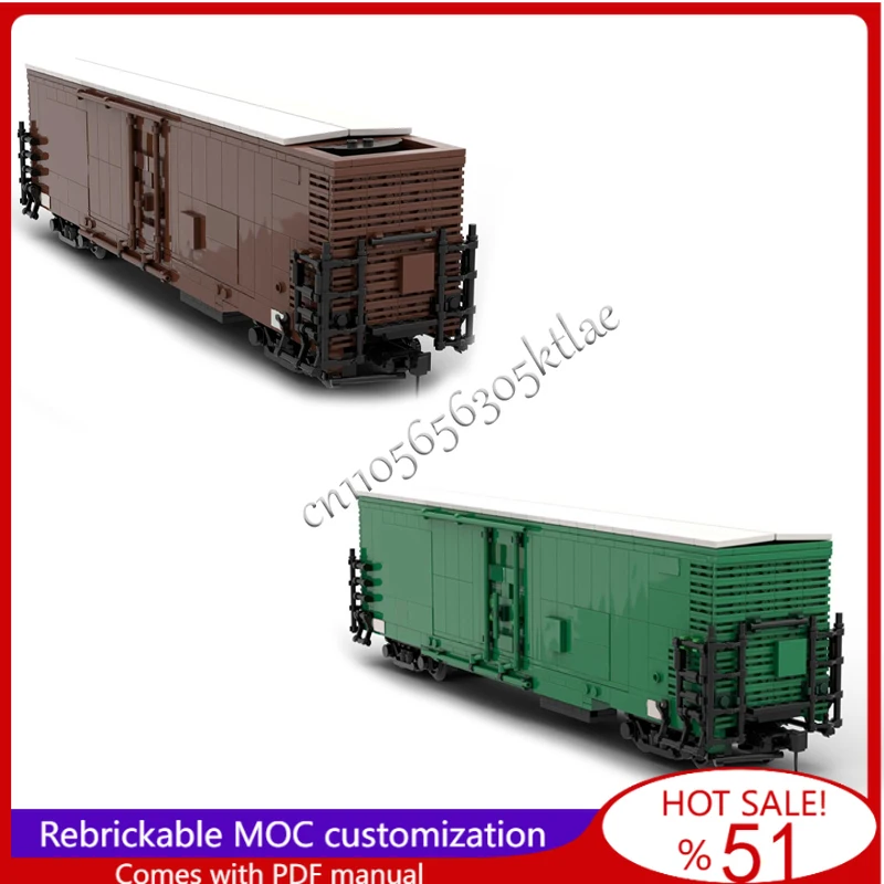 

MOC City Western Fruit Express 57ft Reefer Boxcar Train Wagon Model DIY Creative Educational Building Blocks Toys For Kids Boys