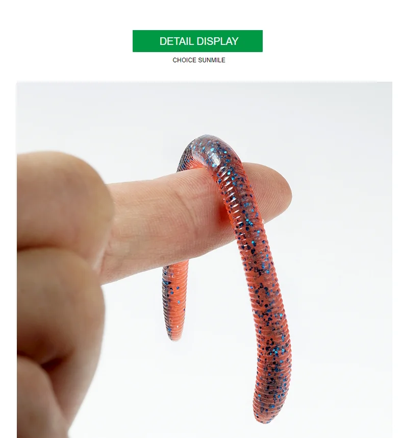 SUNMILE Weiche Angeln Lure10cm12.5cm Senko Wurm Neko Rig Lockt Flick Shake Erde Wurm Künstliche Köder Silikon Shad Köder für Bass – Detail 5