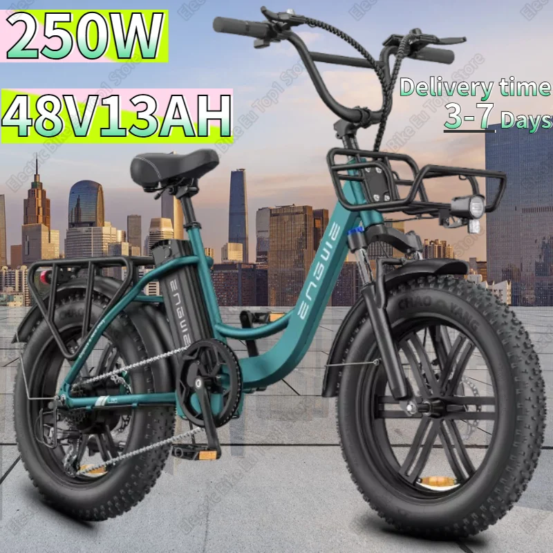 Ebike 250W Motor 48V13Ah Lithium Battery Urban Mobility Electric Bicycle 20-inch Fat Tire Battery Life 140KM Adult Electric Bike