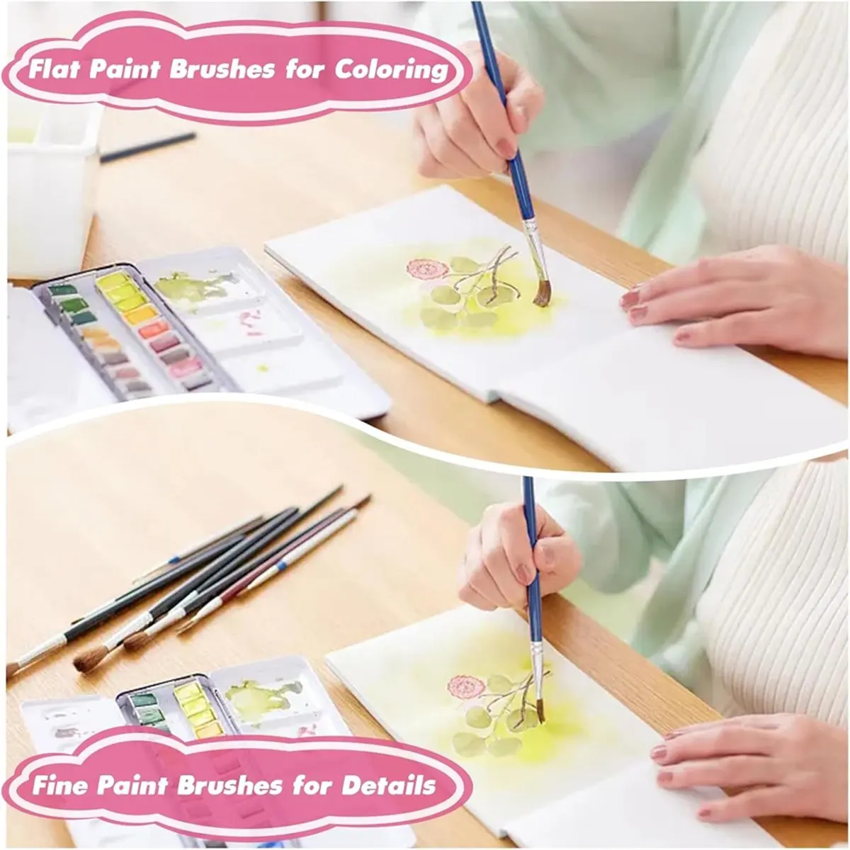 A24I 50Pcs Paint Brushes Bulk Small,Paint Brushes for Kids Fine Paint Brushes Set Detail Paint Brushes for Model Canvas Face