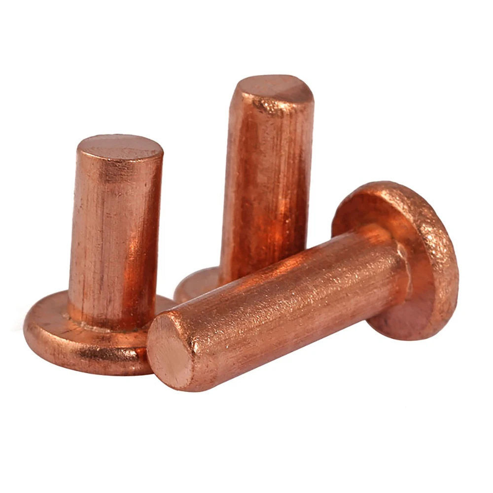 Yiqianyuan 10Pcs-30Pcs M3 GB109 Solid Red Copper Rivets Flat Head Cup Head Self-Plugging round Head Rivet for DIY Jewelry Making