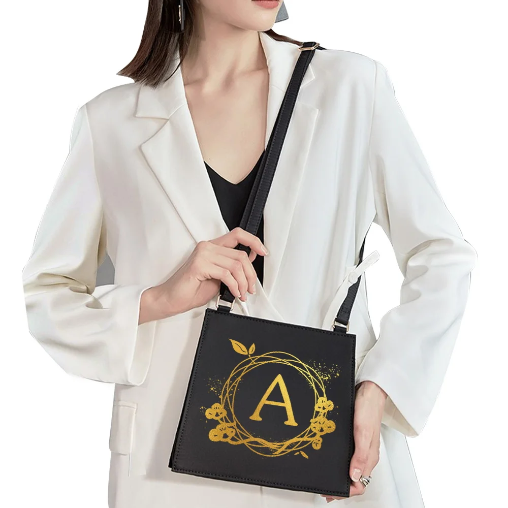 2022 Simple Square Bag Initial Name Letter Pattern Printing Commuter Bag Woman Bag Fashion Shoulder Bag Evening Bag Handbag