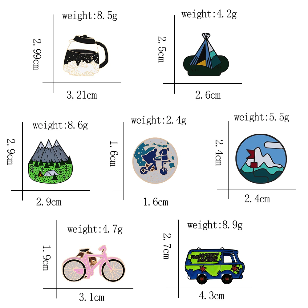 Spilla da bavero per cartoni animati s bicicletta Earth Bus spille smaltate da montagna spilla da viaggio divertente per borsa per bambini vestiti