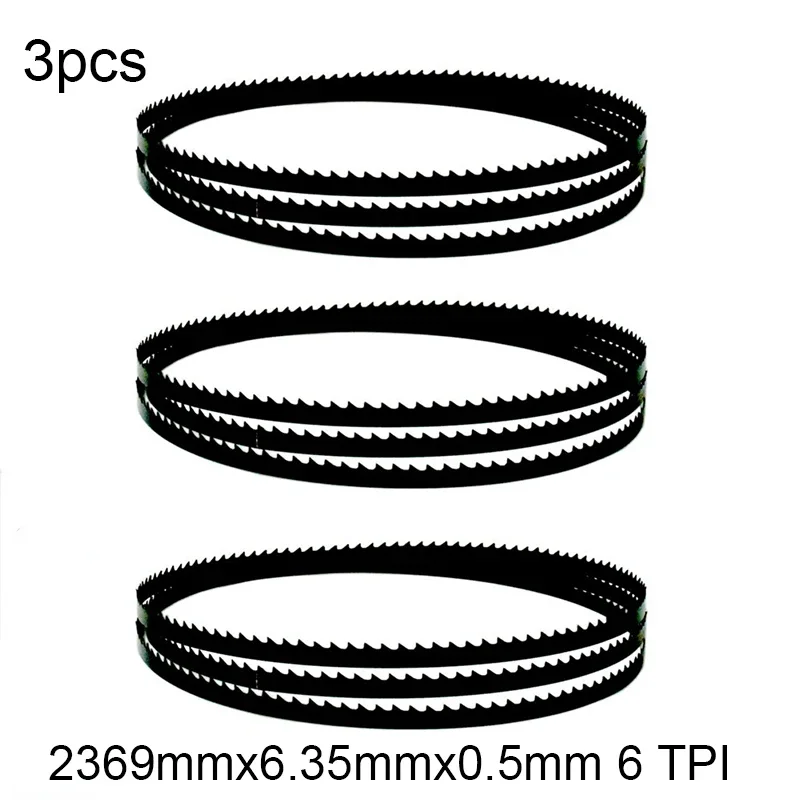 Hojas de sierra de banda de 2369mm, 2369mm x 6,35mm x 0,5mm, 6 TPI para corte de madera, 3 piezas