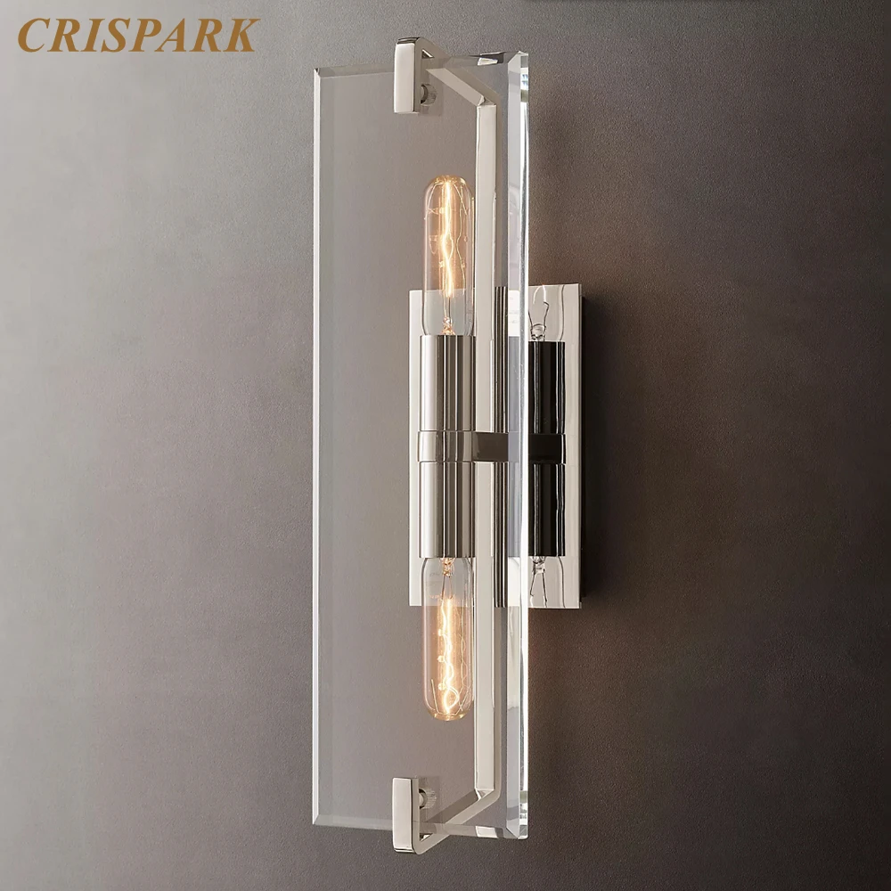 Marbuzet Linear Sconce LED Clear Rectangular Glass Wall Lamp Living Room Decor Wall Sconce Indoor Modern Glass Lighting Fixture