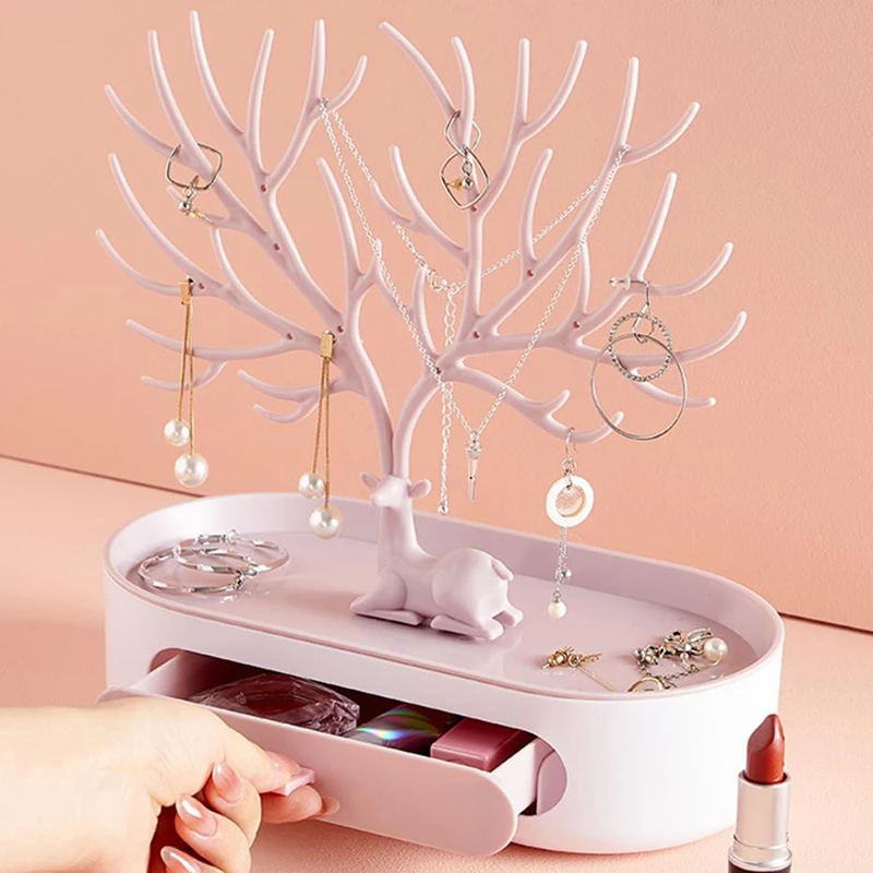 Deer Earrings Necklace Storage Shelf Earring Bracelet Jewelry Display Stand Tray Tree Storage Racks Organizer Make Up Decoration