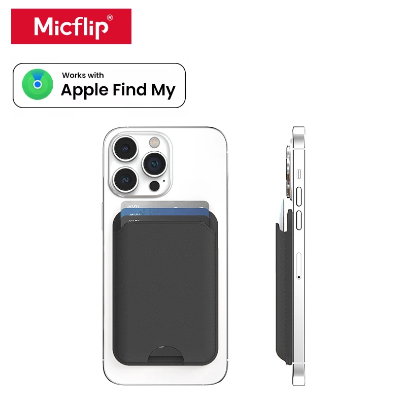 Micflip Trackable Magnetic Card Holder Leather MagSafe Wallet with Find My Built in For iPhone 16/15/14 Series