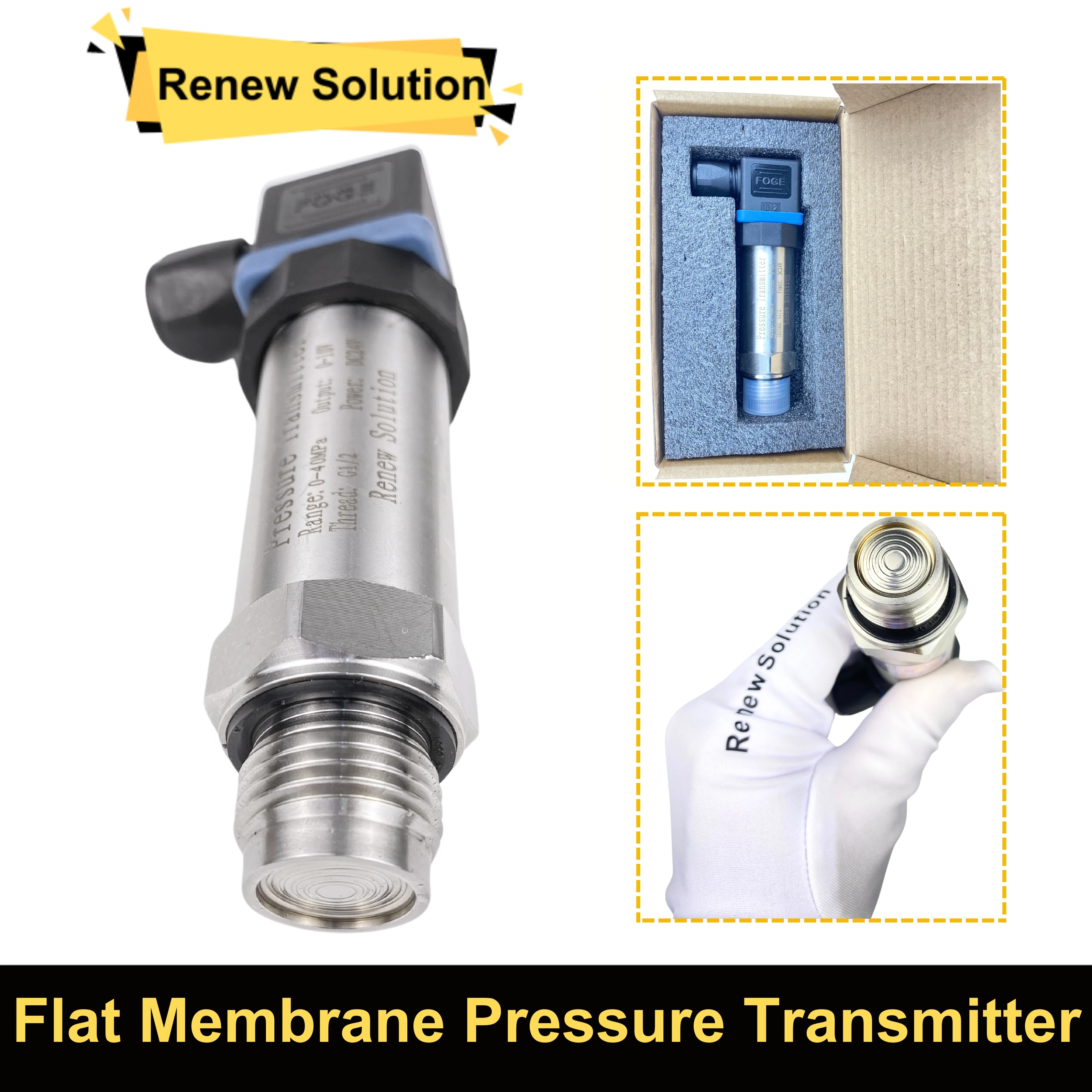 Transdutor de Pressão Sensor com Flush Diafragma Plano Leite Cola Tanque Sanitária Food Grade 420ma Rs485