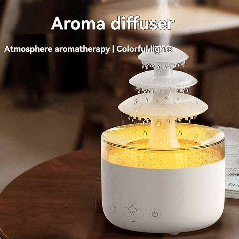 Relax Cloud Rain Diffuser Humidifier Raindrop Aromatherapy Ultrasonic Atomization Humidification Colorful Lamp US Plug