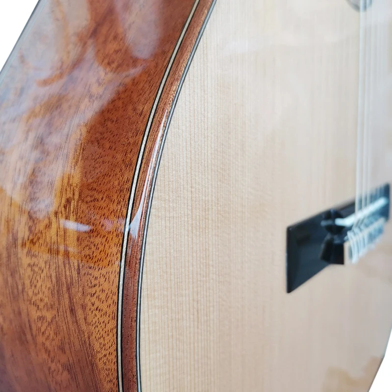 Klassische Gitarre mit massiver Decke, professionelle 39-Zoll-Akustikgitarre mit Nylonsaiten, Musikinstrument für Schüler und Auftritte – Detail 6