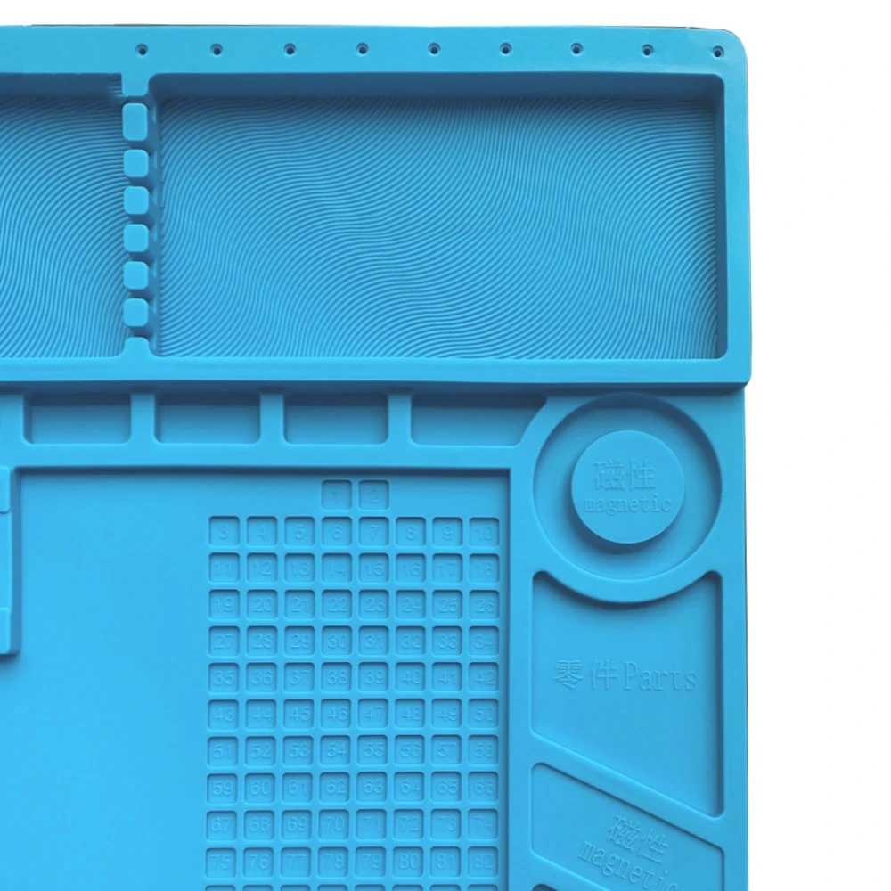 Magnetic Mat Silicone Work Mat Soldering Station Mat Heat Resistant 932°F Anti-Static for Electronic Phone Laptop Repair S-180A1