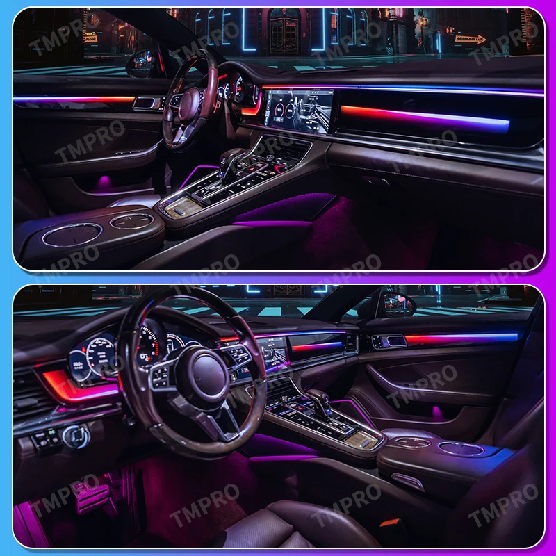 Iluminação ambiente interior automotiva, LED de 64 cores, Sistema de assistência de segurança, Porsche Panamera, 2017-2021