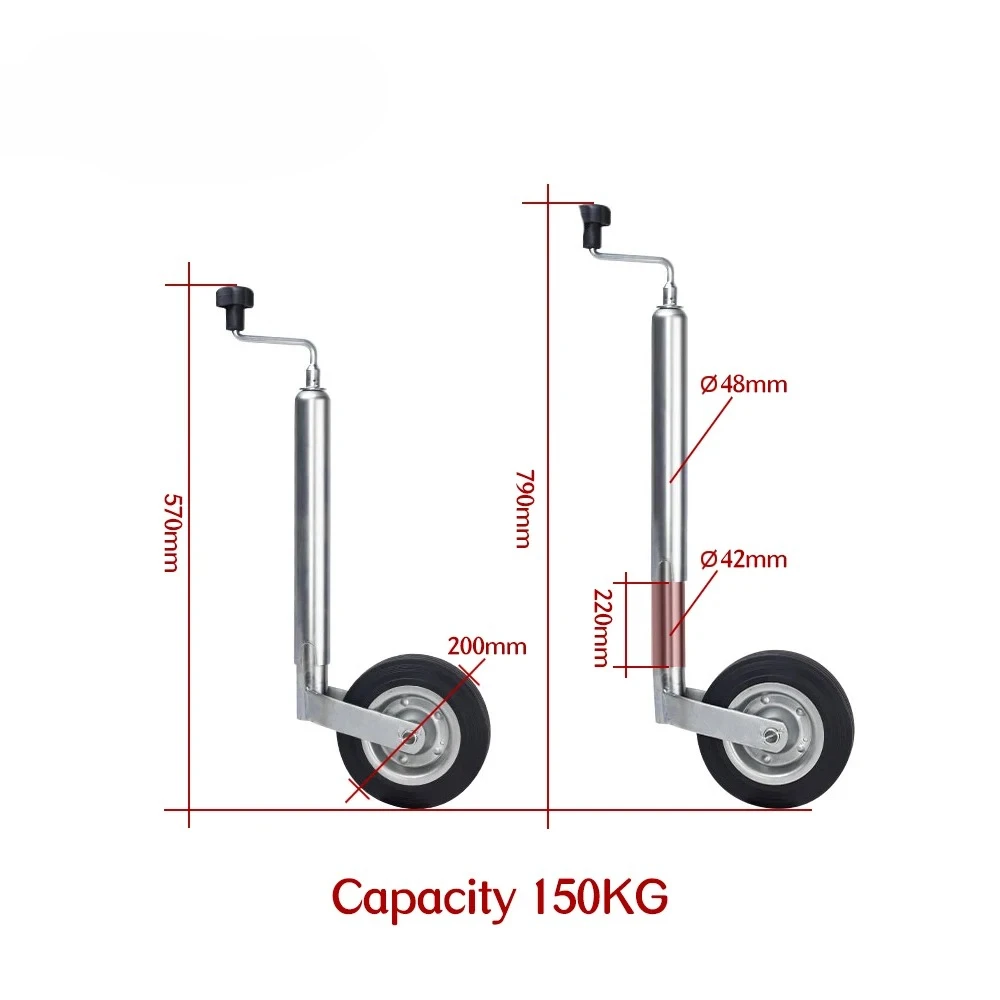 Europe Type Top Wind Trailer Jack Jockey Wheel RV Stand With Clamp 48MM Tube CAP 150KG Caravan Accessories Camper Parts
