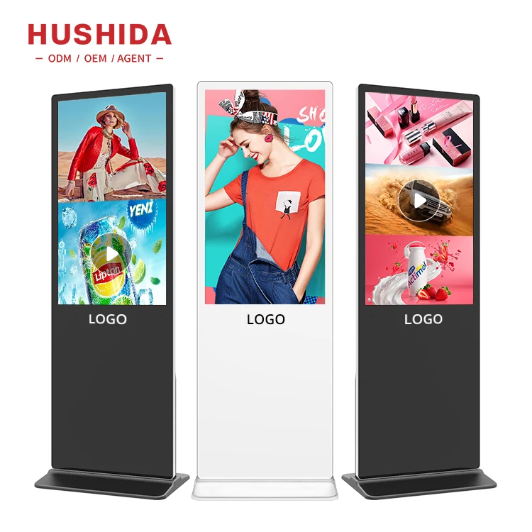 55 Inch Tempered Glass Media Totem Commercial Indoor Digital Signage Lcd Display Advertising Screen Digital Signage