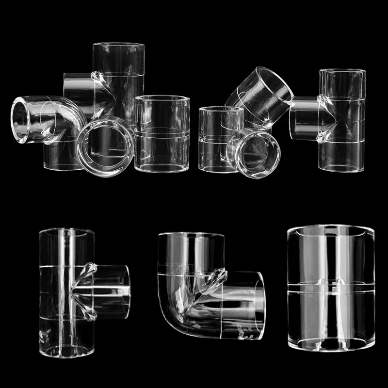 16/20/25mm Transparent Plastic Pipe Fittings Straight Right Angle Elbow Tee Connector Fishbowl Water Supply Adapter 3 Way Joints