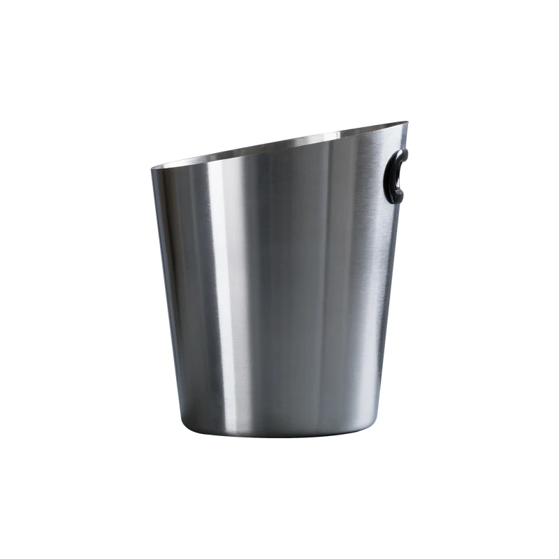 Creative oblique stainless steel ice bucket Household KTV bar ice cube bucket Large capacity oblique ice bucket