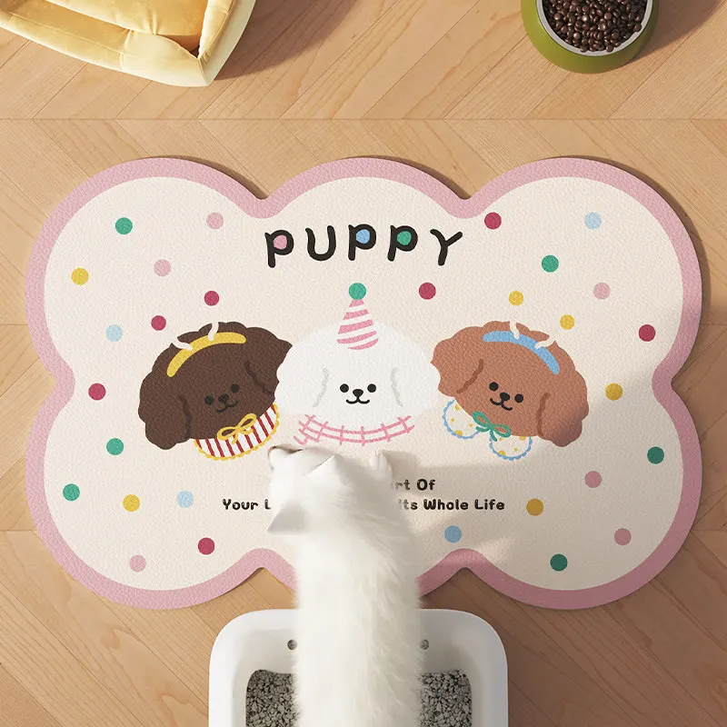 VIKAMA Waterproof Non-slip Pet Feeding Mat Washable Cuttable for Dog Cat Food Water