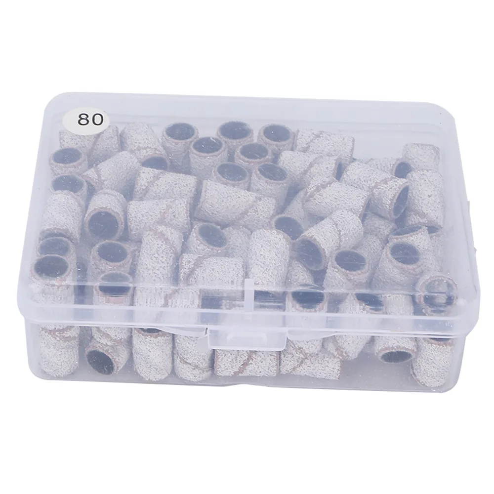 100pcs Professional White Nail Art Sanding Bands Cylindrical Nail Sanding Bands Nail Drill Sanding Bands Professional Manicures