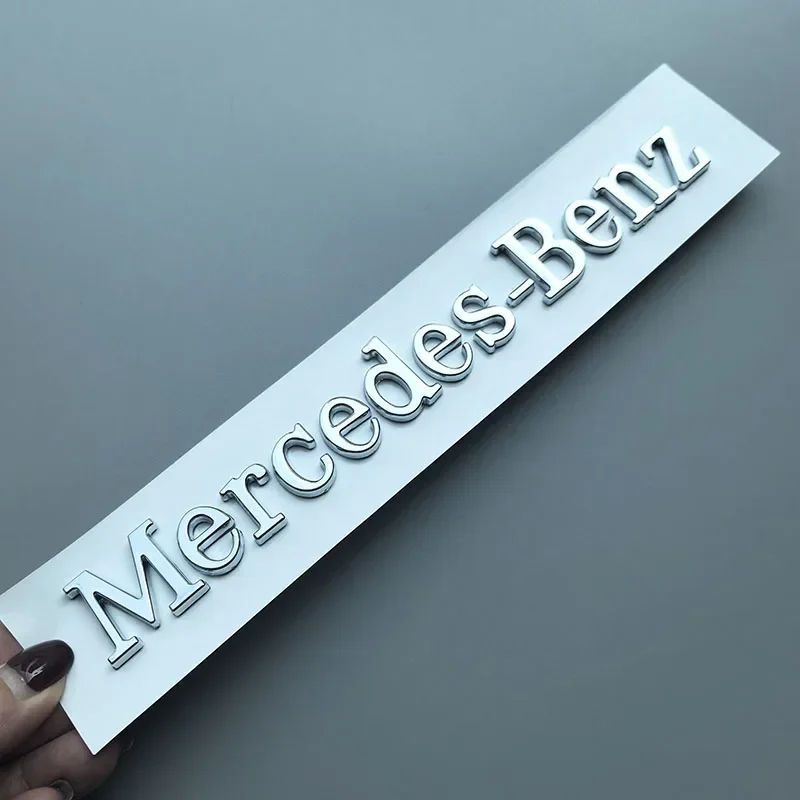 

21.8cm ABS Car Emblem Flat English Letters for Mercedes Benz Trunk Nameplate Logo Sticker Chrome Glossy Matte Black