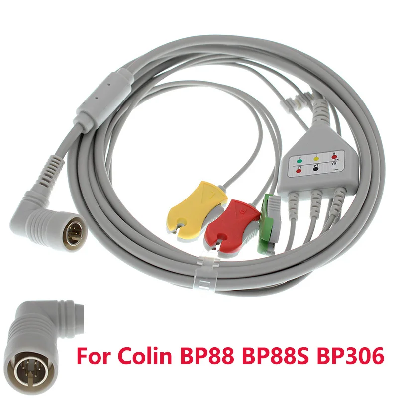 

Compatible 6Pin Colin BP88 BP88S BP306 Patient Monitor ECG EKG 3/5 Lead Cable and Electrode Leadwire,Snap/Clip/VET Clip.