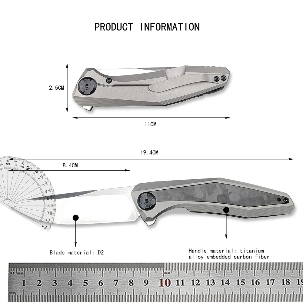 Folding ZT 0470 Pocket Knife Carbon Fiber Titanium Handle D2 Blade EDC Outdoor Hiking Camping Hunting Durable Knife Gifts Tools