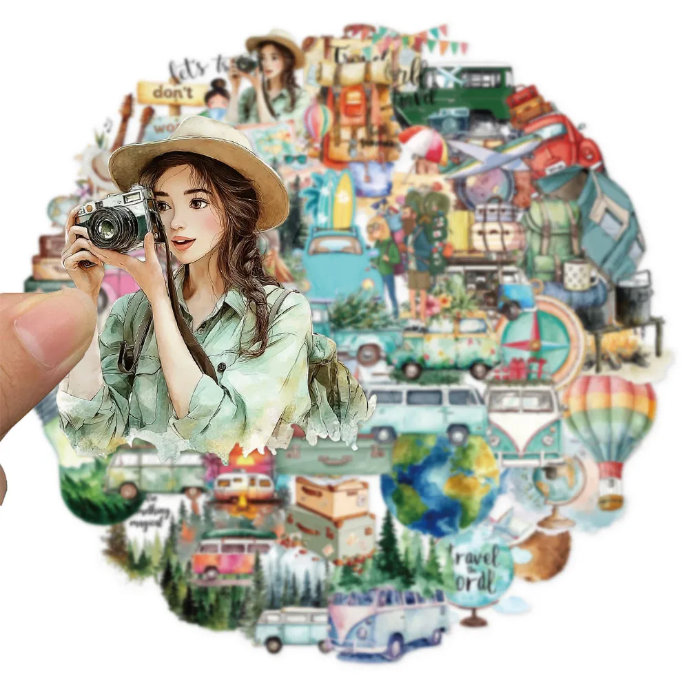 50PCS Simple Outdoor Travel Landscape Equipment Fun PET Stickers DIY Luggage Skateboarding Motorcycle Notebook Decorative Sticke