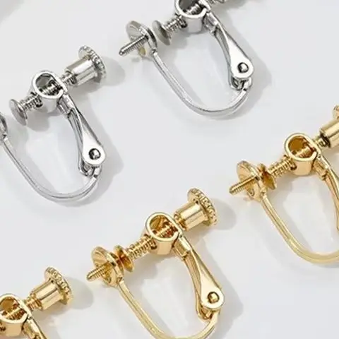 

14K Copper-Wrapped Gold Half-Hole Bead Screw Ear Clips No-Ear Hole Required DIY Hand-Stuck Pearl Painless Ear Bone Clip Accessor