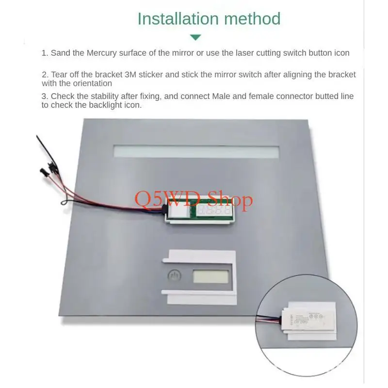 Q5WD for Touch Switch for Led Light Mirror Headlight Interior Decoration 106x73x8mm