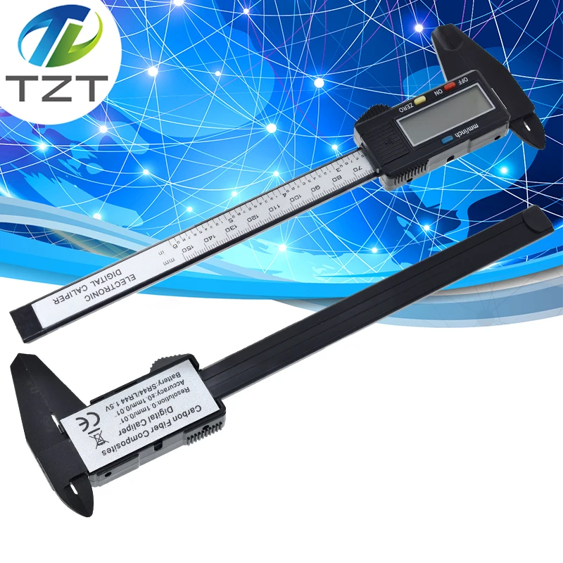 New Arrival 150mm 6 inch LCD Digital Electronic Carbon Fiber Vernier Caliper Gauge Micrometer Measuring Tool