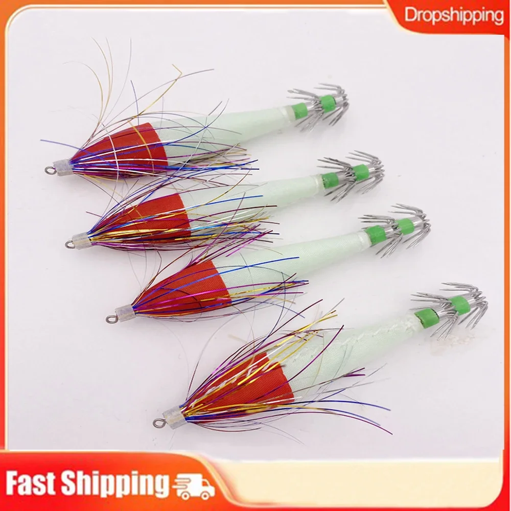 

1pc 6g/11cm Fishing Bait Luminous Wooden Shrimp Squid Hook Fake Artificial Baits Fish Hooks Carp Fishing Tackle Accessories