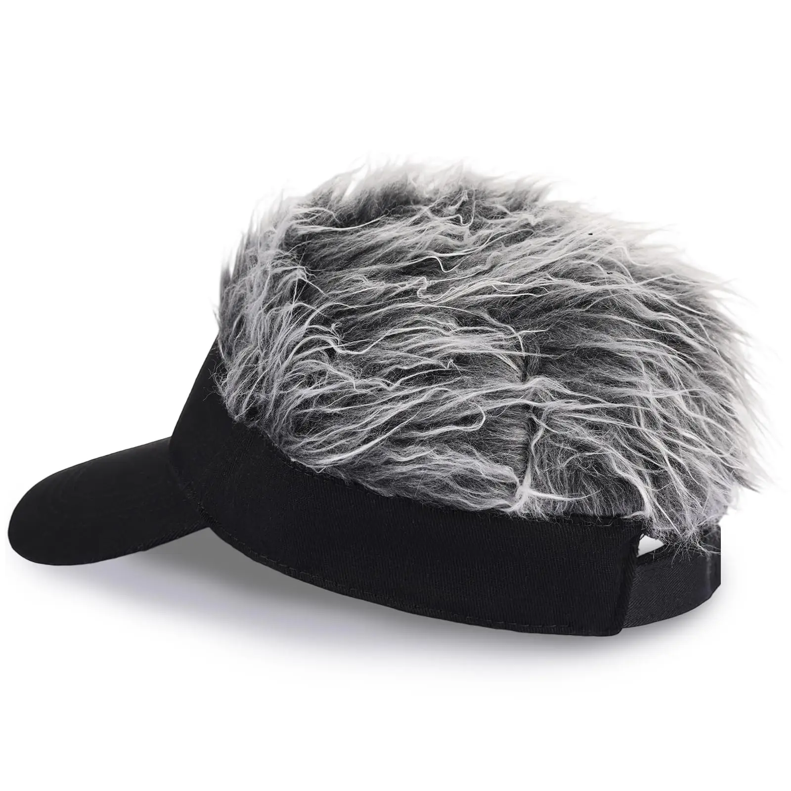 Men's Visor Hat with Hair Funny Spiked Synthetic Hair Wig Hat Novelty Adjustable Baseball Cap image 4