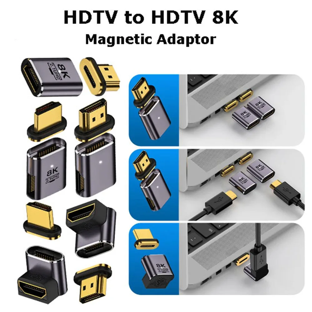 

8K 60Hz HDMI-Compatible Adapter UHD2.1 Magnetic Adapter for Switch PS4 PS5 Xbox One Magnet Male to Female HDTV Converter 48Gbps