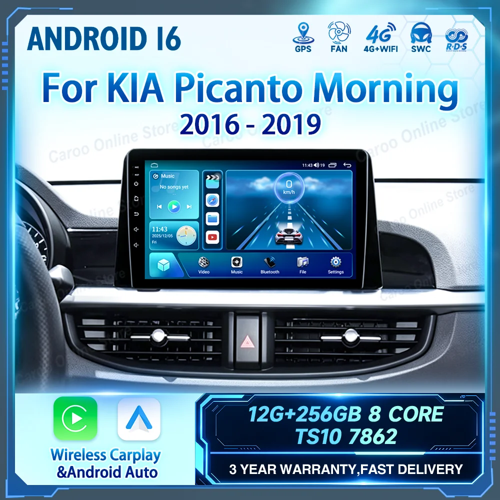 Android Carplay Car DVD For KIA Picanto Morning 2016 2017 2018 2019 Auto Radio Stereo GPS Navigation Multimidia Player NO 2DIN