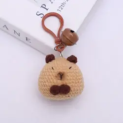 Kawaii Handmade Capybara Bag Pendant Cartoon Crochet Knitted Doll Keychains Hanging Decoration Car Key Ring Gifts