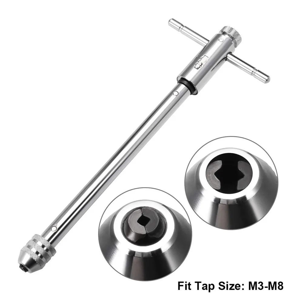 Adjustable T-Handle Ratchet Tap Holder Wrench, Machine Screw Thread Metric , Bothway Hand Screw Tap Set Manual Tapping Tool Kit