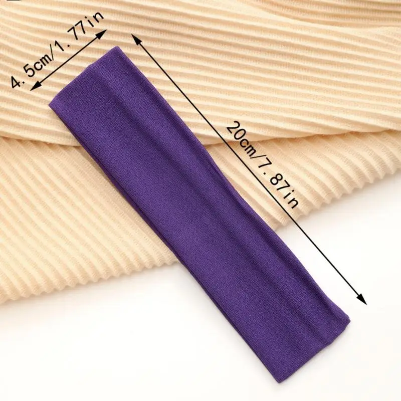 Elastisches, schweißableitendes Sport-Stirnband in Retro-Einfarbig-Optik für Damen – Detail 5