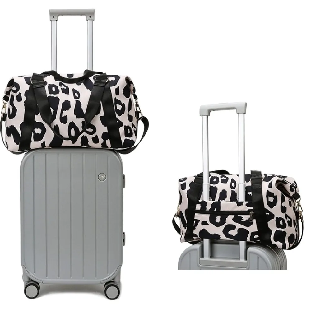 

Oxford Leopard Print Duffle Bag Multi-functional Large Capacity Fitness Shoulder Bag Tote Bag Underarm Bag Luggage Handbag Girl