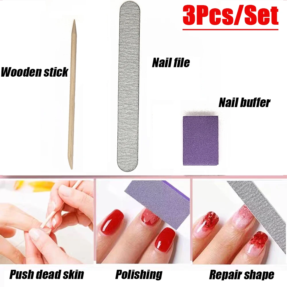 Kit de manucure professionnel, 200 ensemble/étui, lime à ongles, bloc tampon, bâton en bois, ensemble de manucure