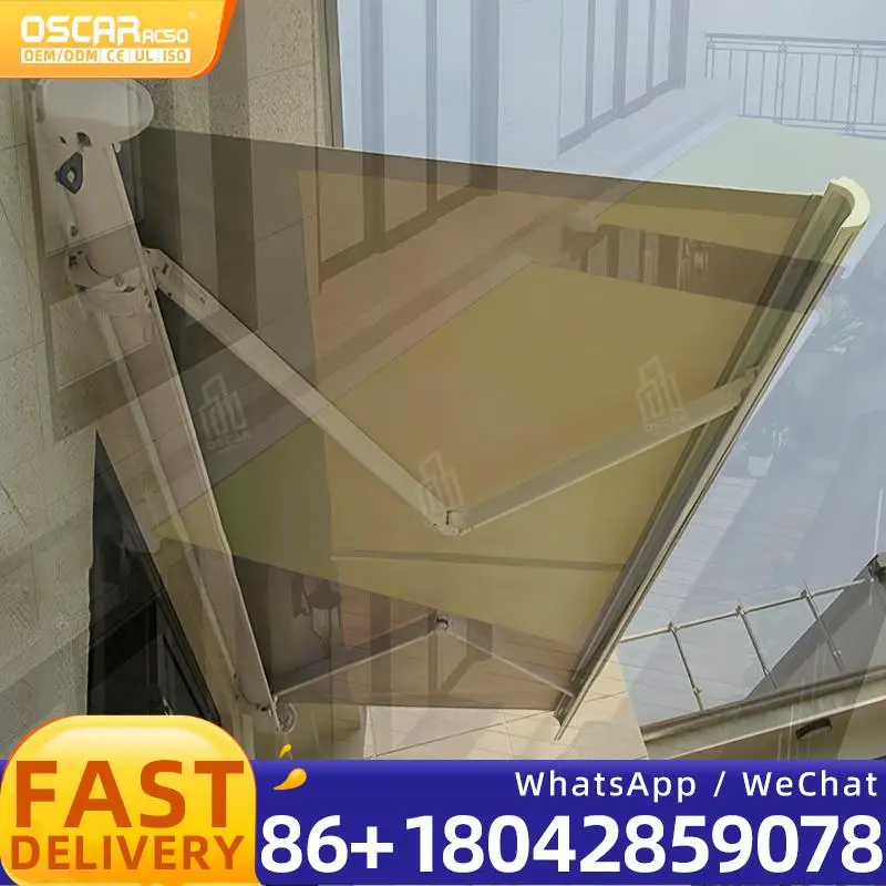 

Telescopic Folding Arm Window Awning with Remote Control High Density Powder Coating Sunproof Rainproof for US Outdoor Retractab